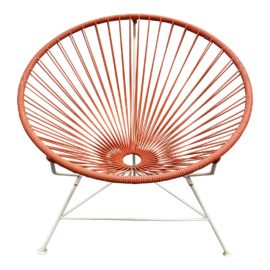 Acapulco Style Orange + White Outdoor Lounge Chair