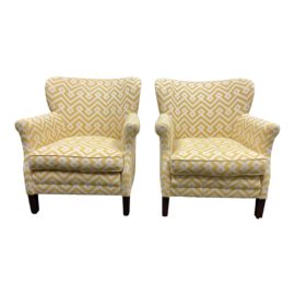 Lee Industries Custom Cortez Gold Arm Chairs - a Pair. Original Price: $4,190