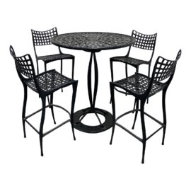 Brown Jordan Outdoor Bar Height Table + Four Barstools Set - 5 Pieces
