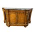 Early 20th Century Wood Inlay Glass + Brass Curved Marble Top Sideboard