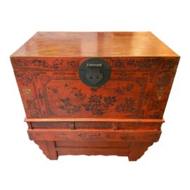 Early 20th Century Red Tansu Chest + Stand