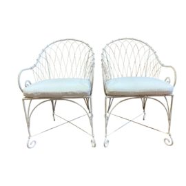Mid 20th Century Outdoor Metal Arm Chairs - a Pair