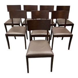 Crate & Barrel Madison Leather Dining Chairs - Set of Eight
