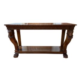 Early 20th Century Custom Carved Ram's Head Console