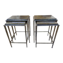 Custom Design Bronze Finished Nesting Tables - a Pair. Original Price: $5,400