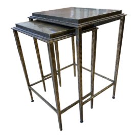 Custom Design Bronze Finished Nesting Table Set - 2 Pieces. Original Price: $2,700