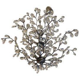 Mid 20th Century 9 Light Metal + Glass Botanical Chandelier