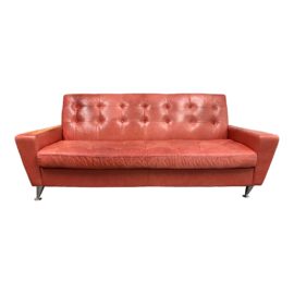 Scandinavian Designs Tufted Red Leather Loveseat