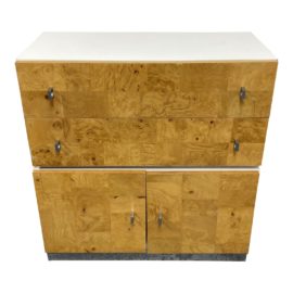 1970's Ello Furniture Milo Baughman Style Burl Wood Sideboard