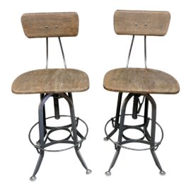Restoration Hardware Toledo Barstools, a Pair. Original Price: $598