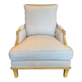 Bausman & Co. White Linen Club Arm Chair