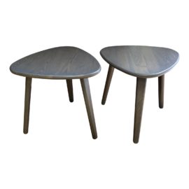 Room and Board Gray Wash Triangular Side Tables - a Pair