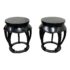 Early 20th Century Black Lacquered Wood Asian Side Tables - a Pair