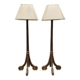 Custom Gold Gilt Large Scale Floor Lamps - a Pair. Original Price: $7,000