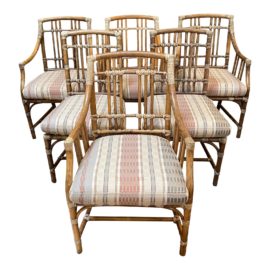 McGuire Coastal Bamboo Framed Chairs, Set of Six