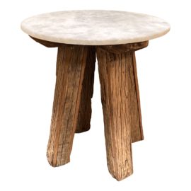 Anthropologie Reclaimed Wood + Marble Side Table. Original Price: $298