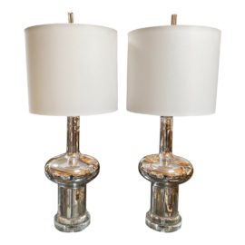NEW Cyan Design Moonraker Nickel Table Lamp - a Pair. Original Price: $1,170