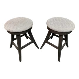 NEW Saloom Upholstered Counter Height Swivel Stools - a Pair. Original Price: $1,260