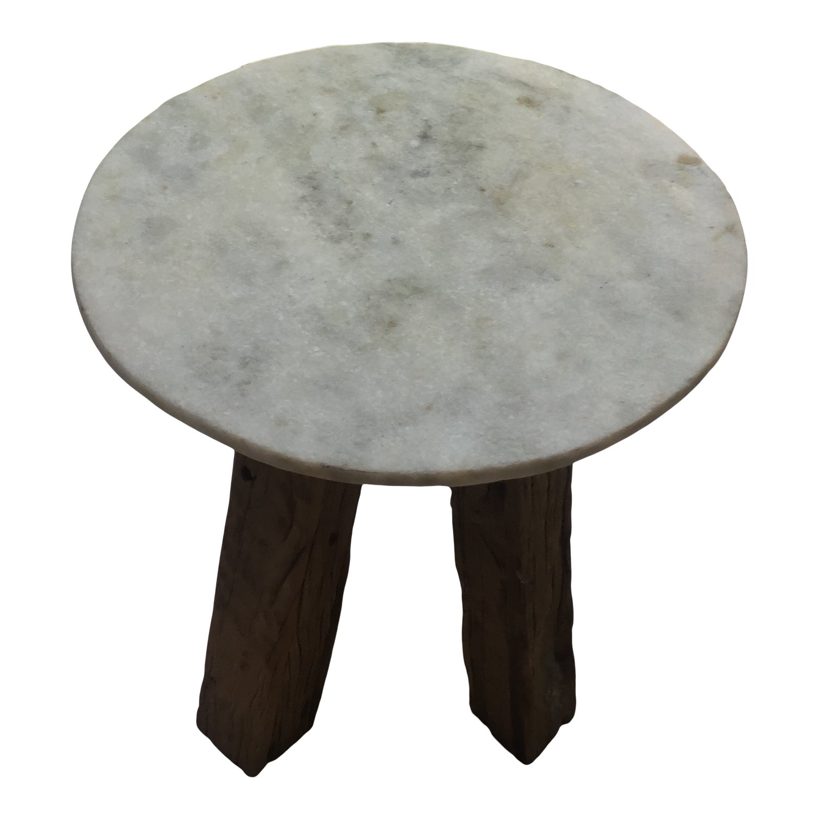 Emma Reclaimed Wood Marble Side Table