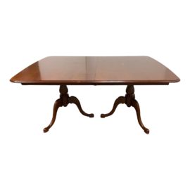 Mid 20th Century Queen Anne Double Pedestal Extension Table