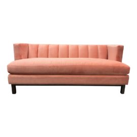 NEW Kravet Graylock Blush Coral Velvet Channel Backed Sofa. Original Price: $6,500