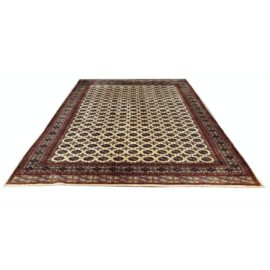 Late 20th Century 9ft 7in X 12ft 8in Bokhara Burgundy + Cream Wool Rug