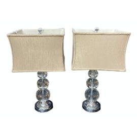 Contemporary Pair of Crystal Stackable Ball Table Lamps