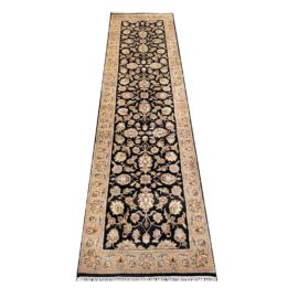 Handknotted Traditional Black + Gold Runner - 2′8″ × 10′