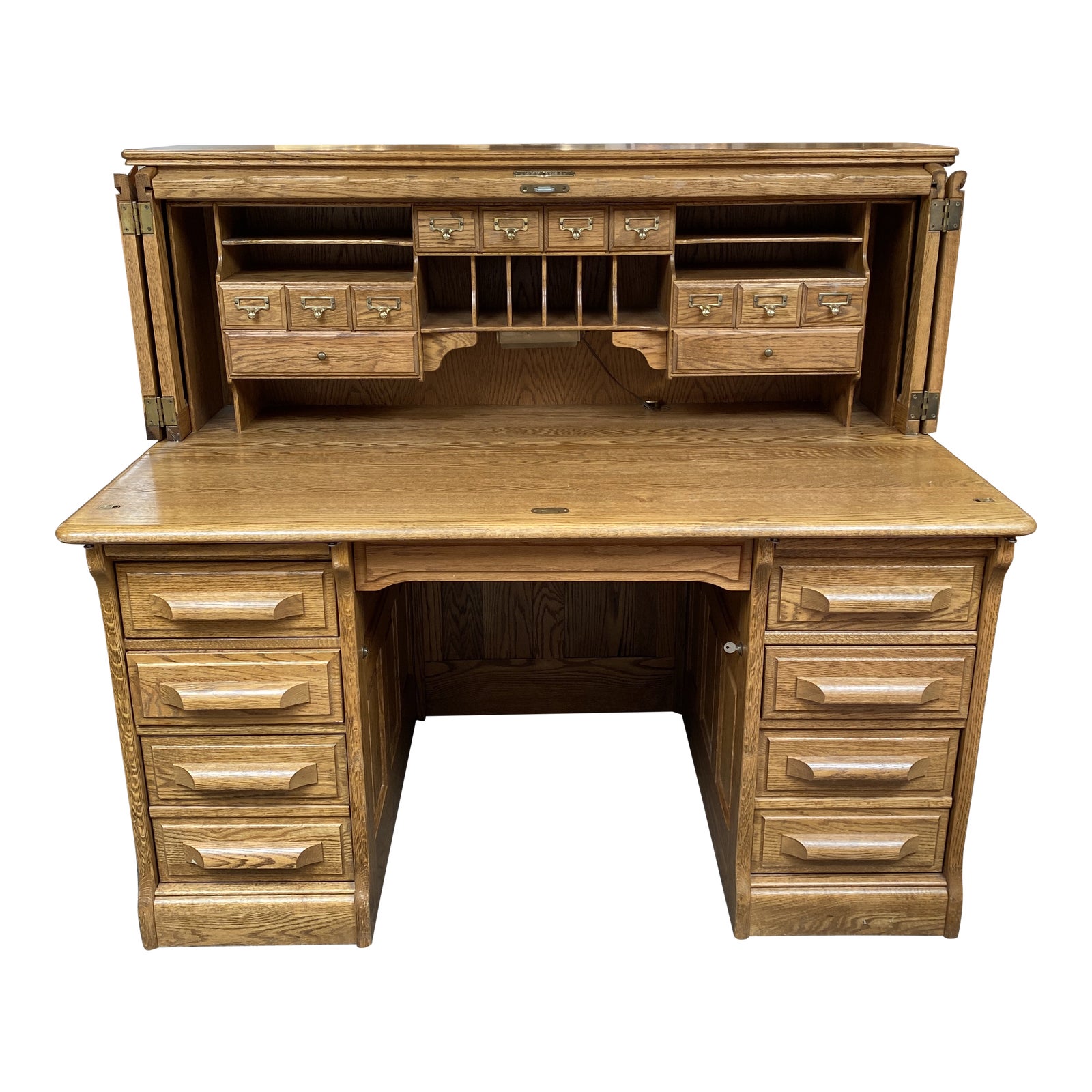 Mid 20th Century Jefferson Oak Roll Top Desk - Design Plus Gallery