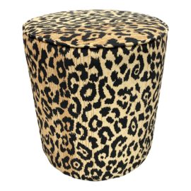 Cheetah Print Upholstered Pouf