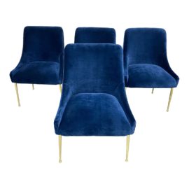 Anthroplogie Navy Velvet Elowen Chairs - Set of 4. Original Price: $1,592