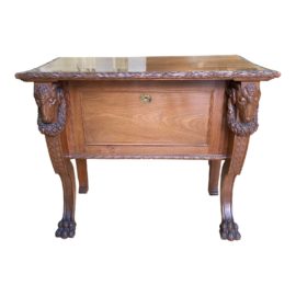 Early 20th Century Custom Carved Ram’s Head Storage Console
