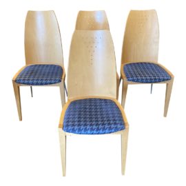 Fillamento Wood + Fabric Chairs - Set of 4. Original Price: $4,000