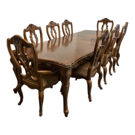 Bernhardt French Provincial Extension Table + Eight Chairs