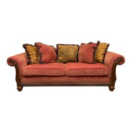 Bernhardt Custom Rolled Arm + Chenille Sofa. Original Price: $2,555