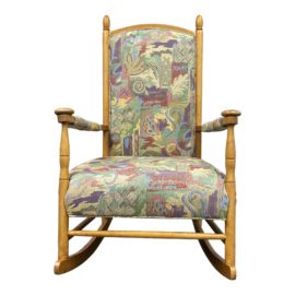Late 20th Century Sam Moore Colorful Upholstered Maple Rocking Chair