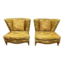 Donghia Geneva Custom Silk Chairs - a Pair. Original Price: $13,000