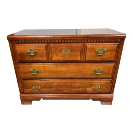 Late 20th Century Oiled Brass + Maple Three Drawer Dresser