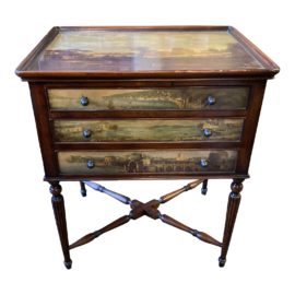 Theodore Alexander Accent Table With Decoupage Landscapes. Original Price: $2,145