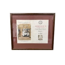 Mid 20th-Century Simpson’s on the Strand Bill of Fare