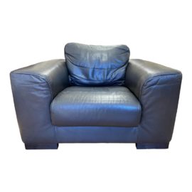 Maurice Villency Italian Black Leather Arm Chair. Original Price: $3,500