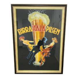 Mid 20th Century Birra Italia Pilsen Poster Print Framed