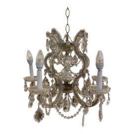Early 20th Century 5 Light Italian Crystal Chandelier