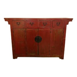 Antique Asian Red Lacquered Cabinet