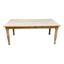 Late 20th Century Pine White Wash Farm Dining Table