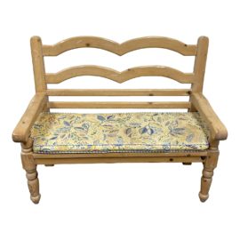 Late 20th Century White Wash Farm Kitchen Pine Bench
