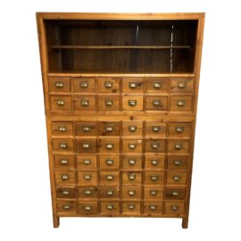 Mid 20th Century Chinese Medicine + Library 48 Drawer Stacked Two Piece Cabinet