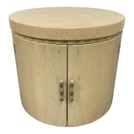 Henredon Post-Mod Round Blonde Wood Cabinet