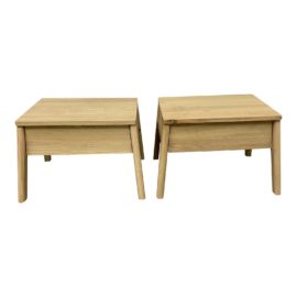 Ethnicraft Oak Nightstands + Drawer - a Pair. Original Price: $918