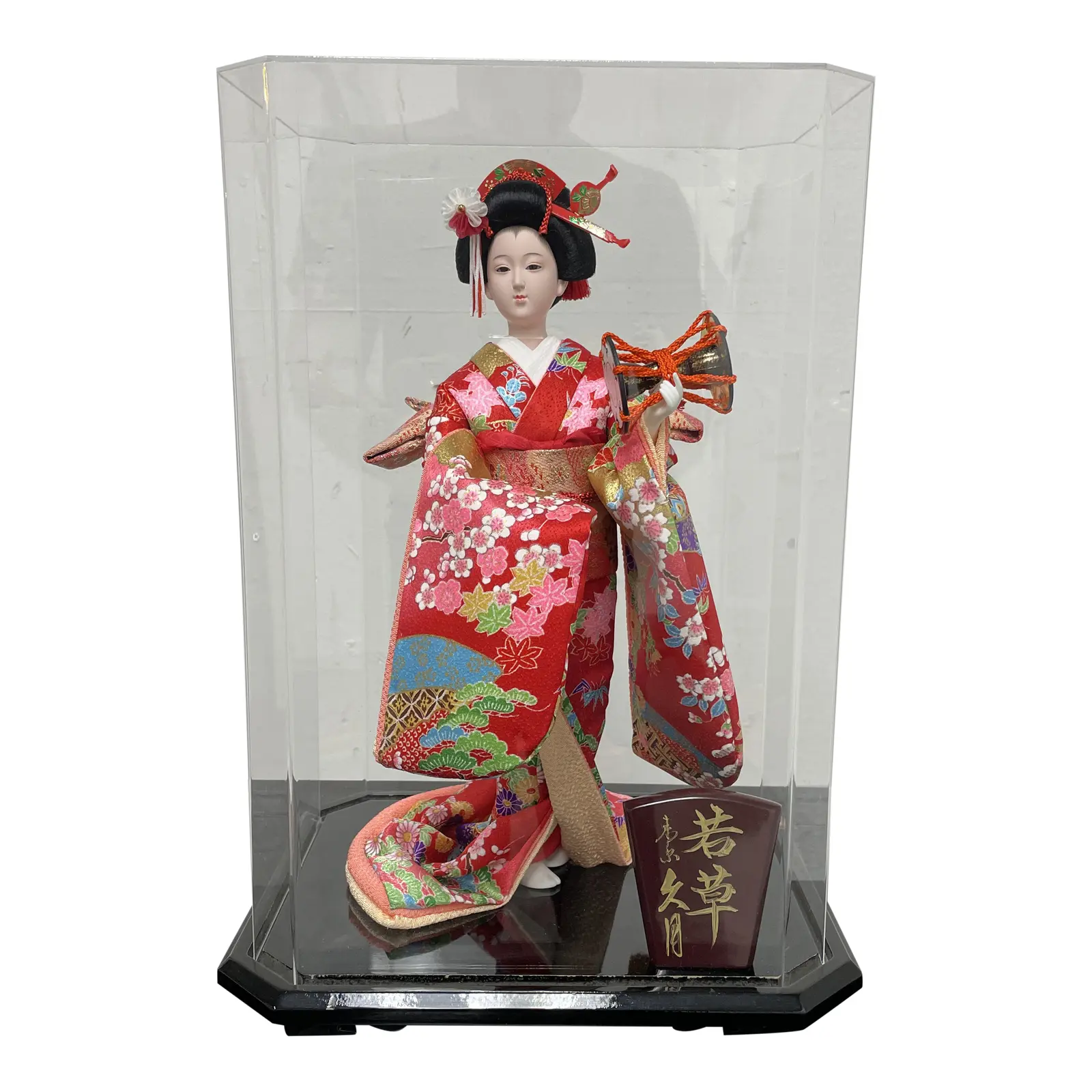 Geisha Doll + Acrylic Box, Silk Kimono